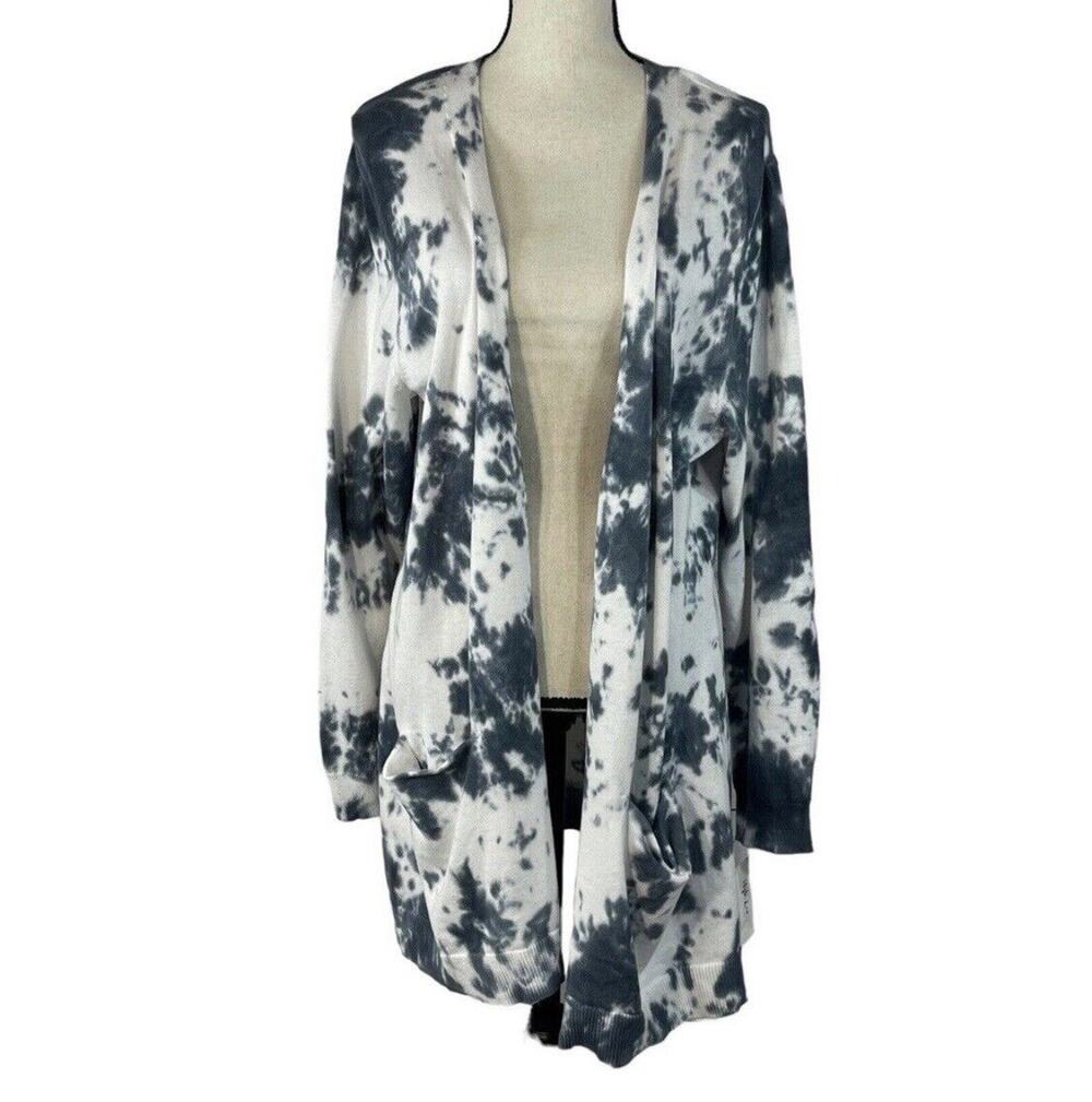 Style & Co 0X-Large Long Cardigan Open Front Long Sleeve Pocket Stretch Tie-Dye
